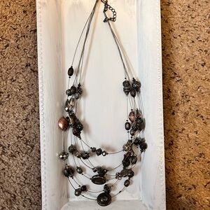 Multi Strand Necklace Silver Bronze